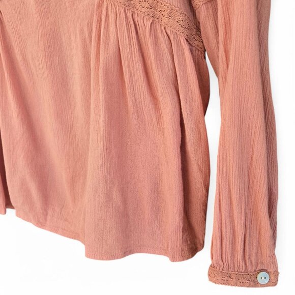 J. Jill Rose Pink Peasant Blouse Embroidered 3/4 Sleeves Pleated Back XS Petite - Picture 5 of 9